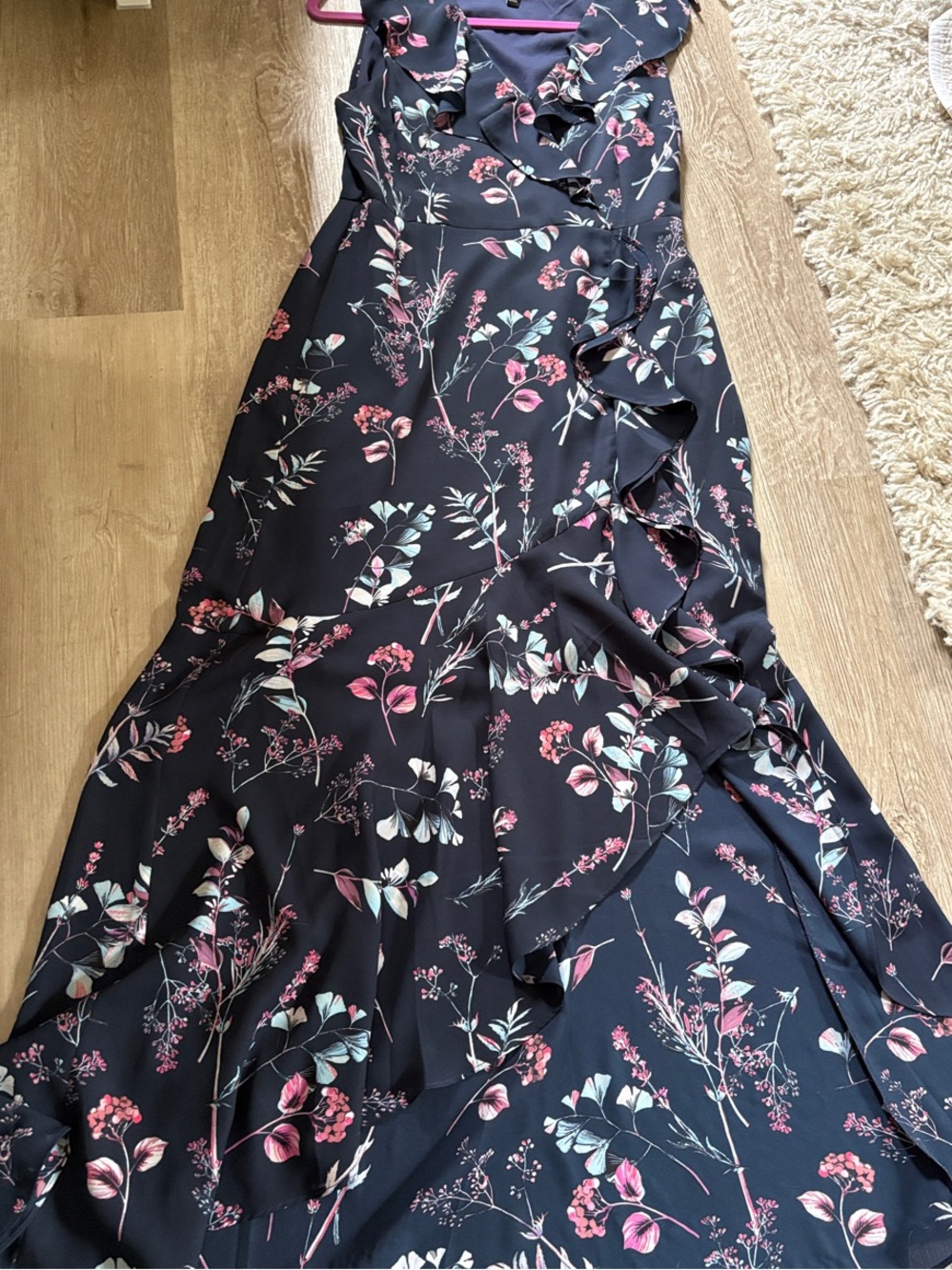 Banana Republic Navy Maxi Dress with Pink and Mint Floral Print